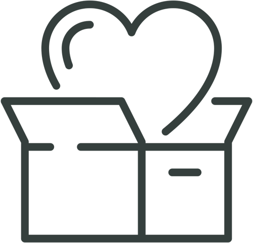 heart in a cardboard box vector icon