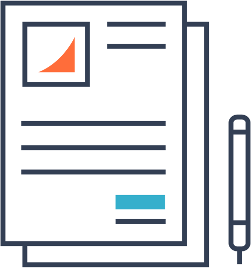paperwork and a pen vector icon